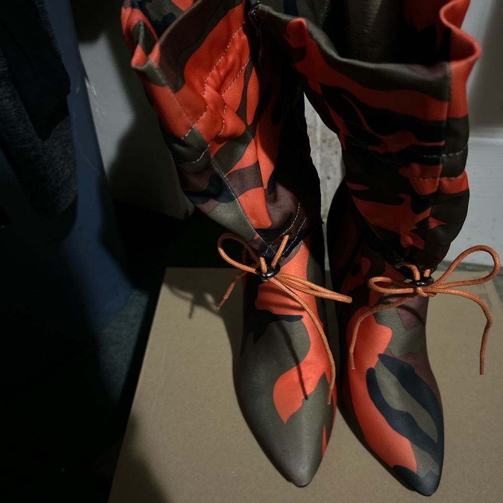 Camouflage Lace-Up Women's Boots-Spike heels